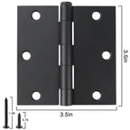 18 Pack Matte Black Door Hinges 3.5 x 3.5 Inch with Square Corners