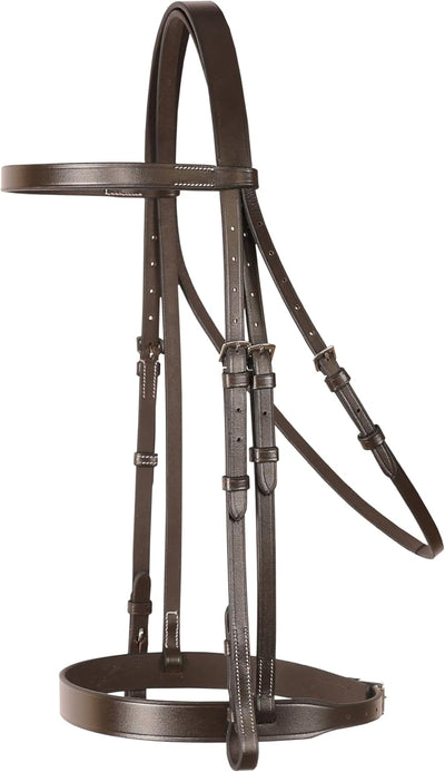 Exion Flat Hunter Bridle with Laced Reins – Classic English Leather Horse Bridle Set – Traditional Flat Browband &