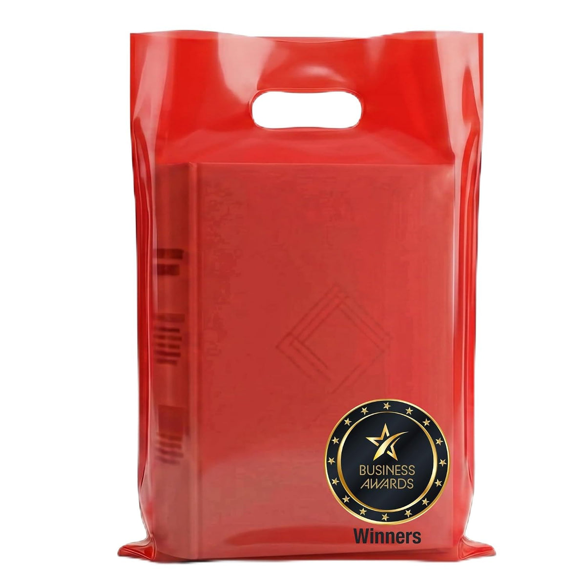 100 Red Plastic Bags With Handles 12x15 Merchandise Bags