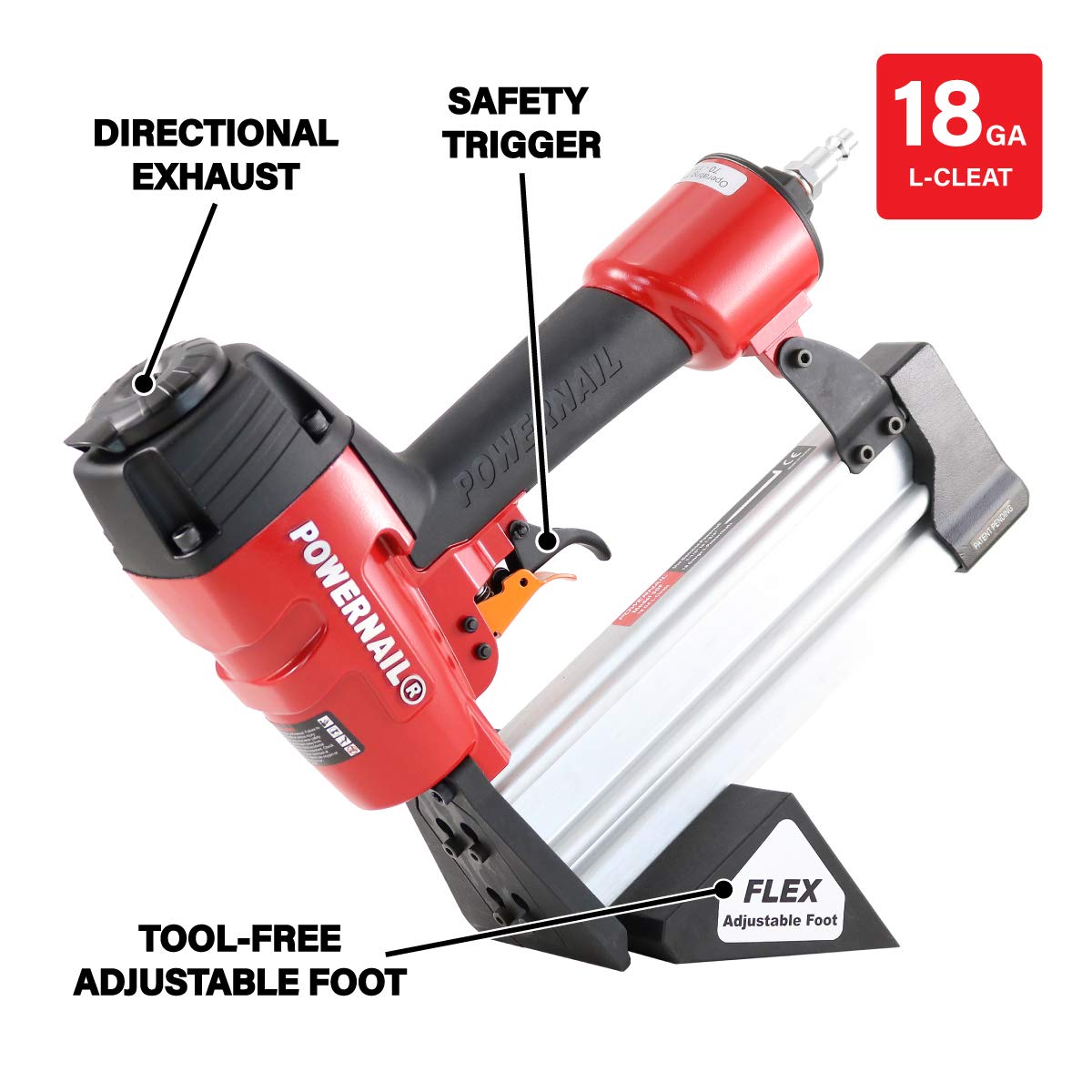 50F Pneumatic Trigger Pull 18 Gauge L-Cleat Flooring Nailer (Installs 3/8" to 3/4" Hardwood & Engineered)