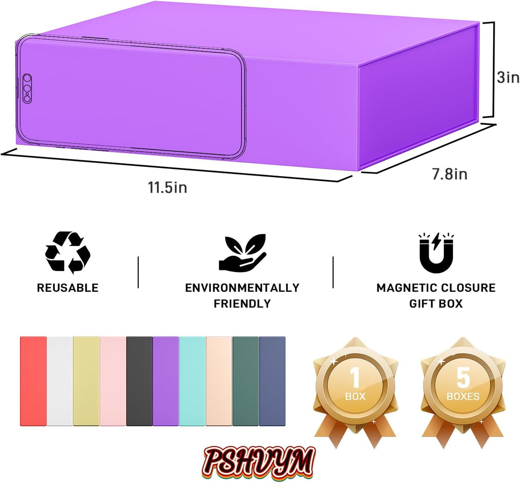 Gift Box 11.5x7.8x3 In, Purple Gift Boxes with Lids for Presents
