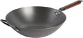 14 Inch Carbon Steel Wok Pan, Flat Bottom Stir Fry Pan, Induction