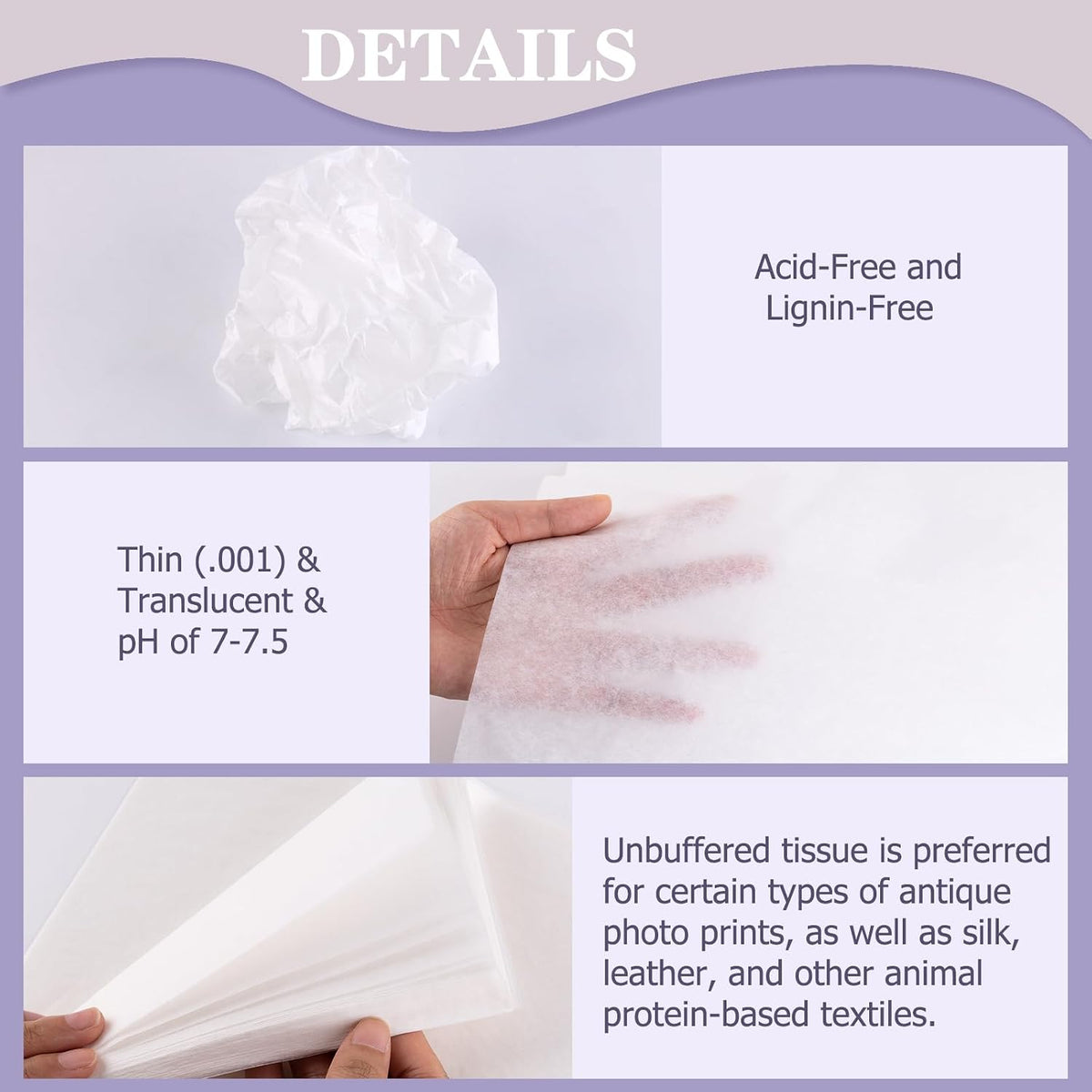 Acid-Free Unbuffered Interleaving Tissue Paper, 30"x40" (Pack of 12)