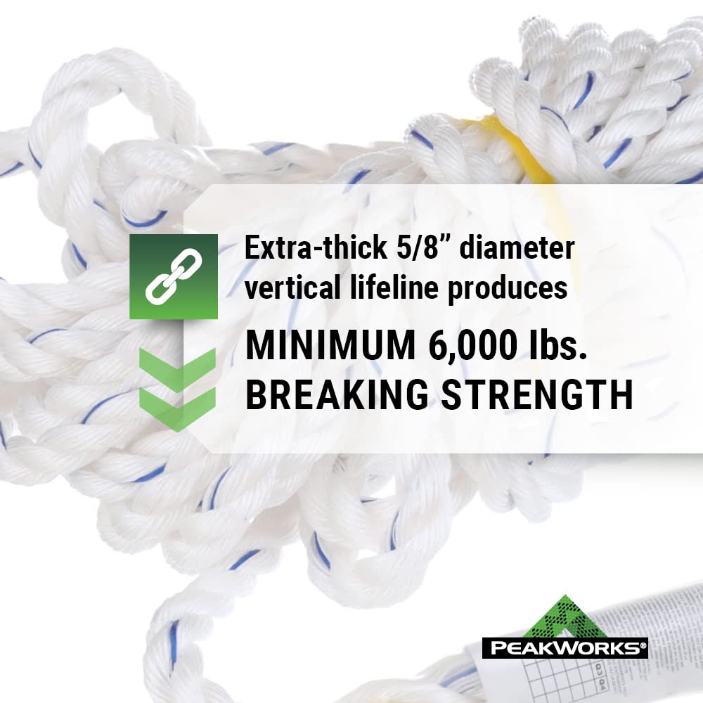 Fall Protection Safety Lifeline Rope Grab, Anchor 50' Vertical Cable, Galvanized Steel Snap Hook Harness Tools