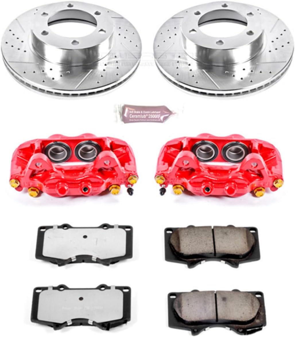 Front Brake & Caliper Kit for Toyota Sequoia 2001-07 | Toyota Tundra 2000-06 - Drilled & Slotted Disc Rotors + Z36