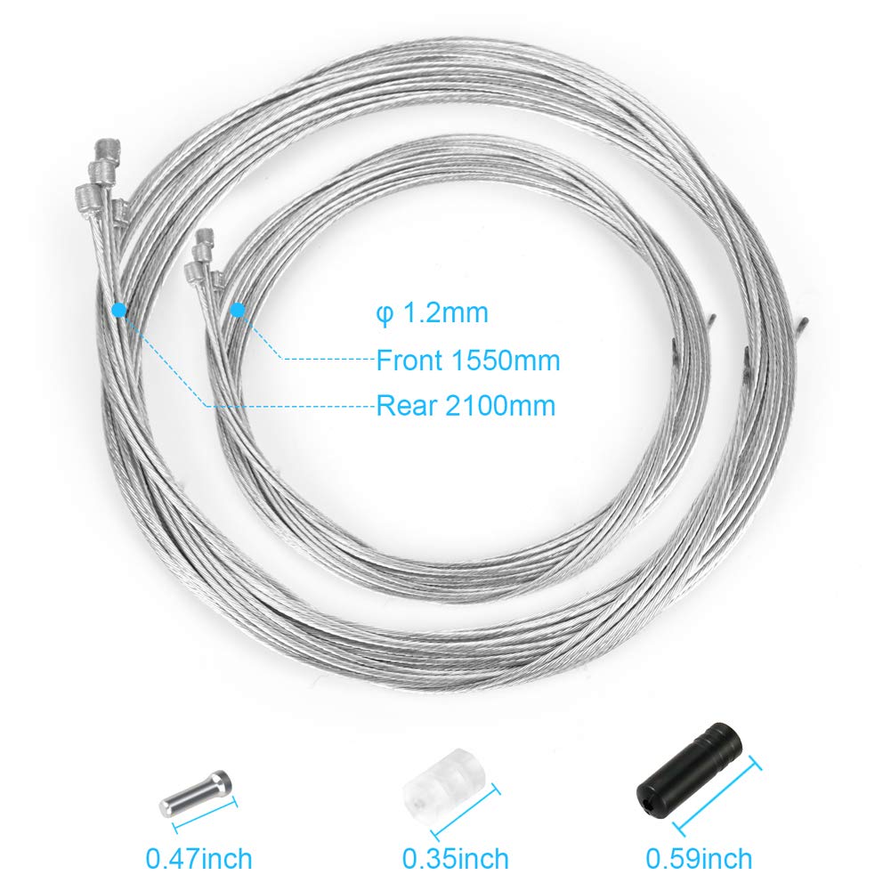 Hapleby 10PCS Premium Bike Shift Cable, Professional Bicycle Shift Wire Kit for Mountain and Road Bicycle, For Free 5 O-rings, 10 End Ferrules and 20 End Caps