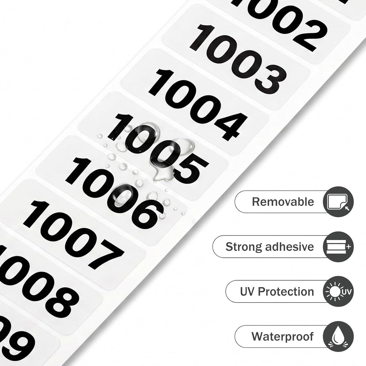 Consecutive Number Stickers 1001-2000 Inventory Label 1.6x0.8 Inch