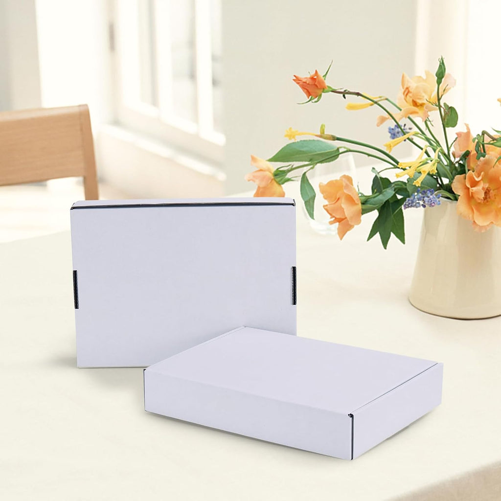 11x8x2 Shipping Boxes Set of 30, White Corrugated Cardboard Mailer Box for Packing Small Business