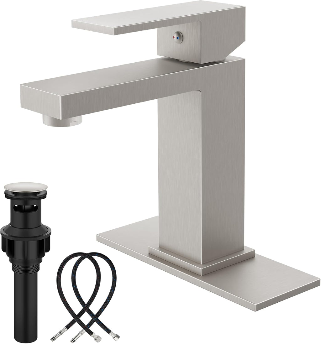 Bathroom Faucets 1 Hole Single Handle,Brushed Nickel