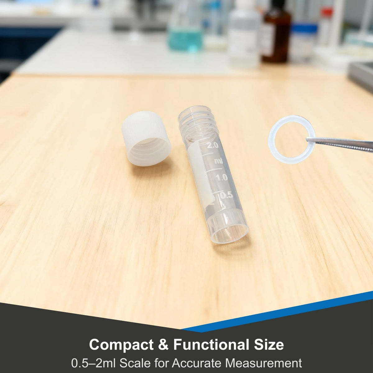 30Pcs 2ml Vial Plastic Small Tubes with Screw Caps Clear Mini Vials with Top Cap for Lab Sample Storage Plastic Test