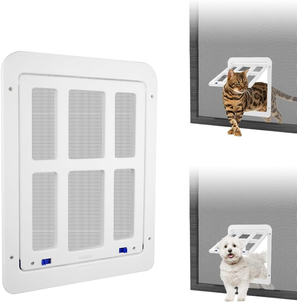 Cat Screen Door, Flap Opening 8.3 x 10.3 inches, Doggie Door for Screen Door, Window Cat Door Magnetic Self-Closing