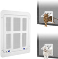 Cat Screen Door, Flap Opening 8.3 x 10.3 inches, Doggie Door for Screen Door, Window Cat Door Magnetic Self-Closing