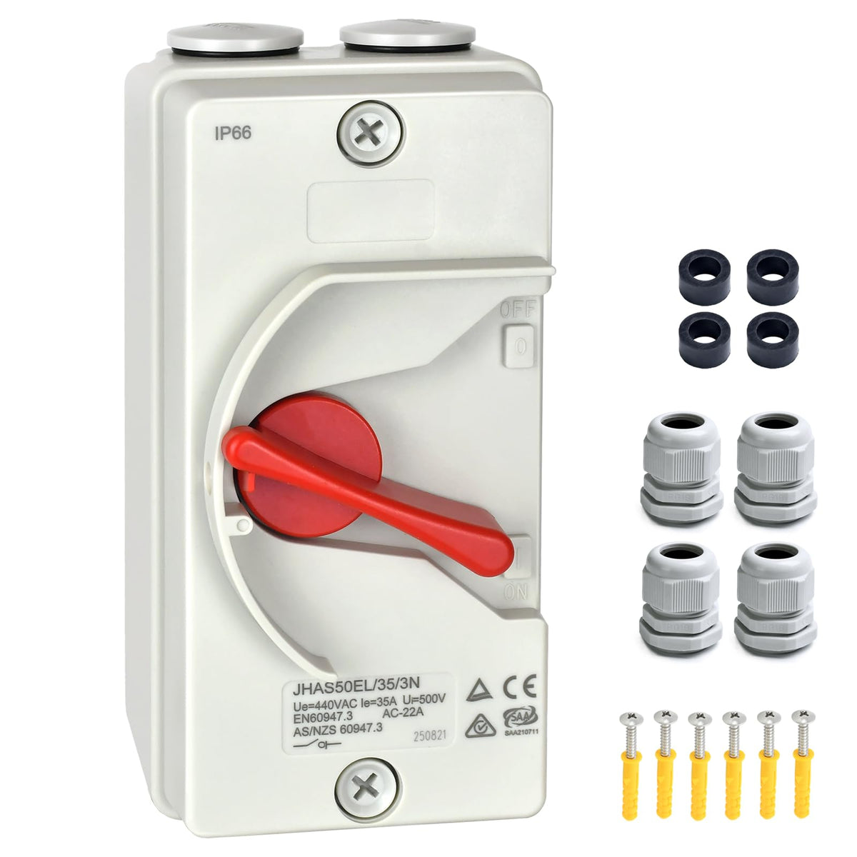 Disconnect Switch 3Pole 500VAC IP66 Waterproof Outdoor Isolation Switch 35A