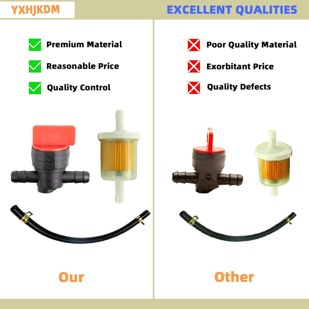 5414K 1/4" Gas Fuel Line Hose Inline Fuel Filter Fuel Shut Off Valve Kit Fit for Briggs & Stratton 283207 791850 95162S 691035 698183 Lawn Mower Small Engines