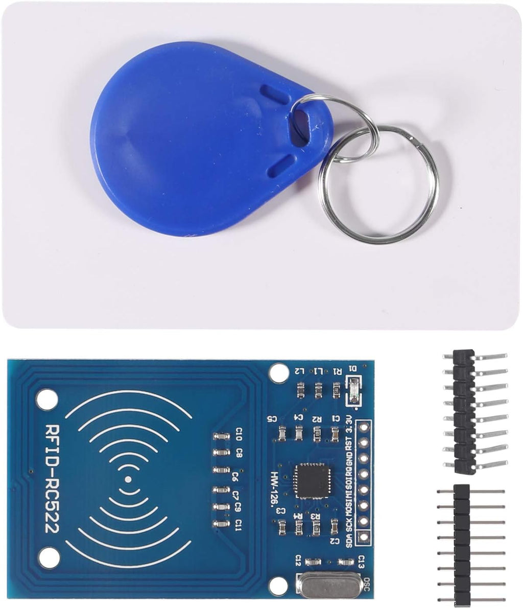 AITRIP 2PCS Reader Module Kit Mifare RC522 Reader Module with S50 Blank Card and Key Ring Compatible with Arduino Raspberry Pi