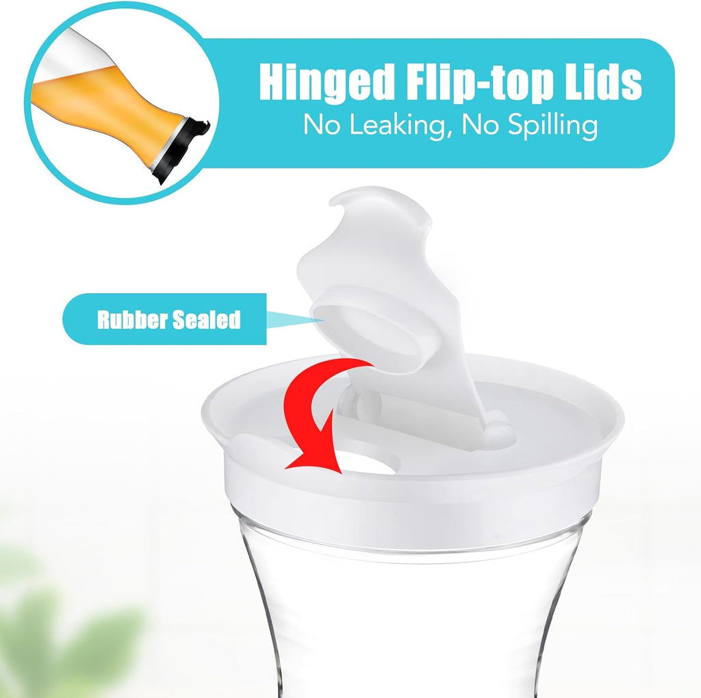 24 Pcs Plastic Water Carafe with Lid 32 Oz Clear,White, Black Cap