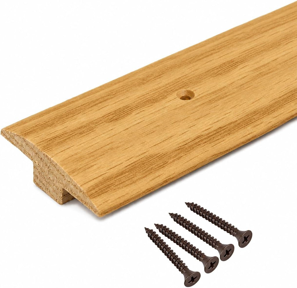 2" Wide Oak T-Molding – 5/8" High Prefinished Threshold Strip with Light Stain and Protective Top Coat | Solid Wood