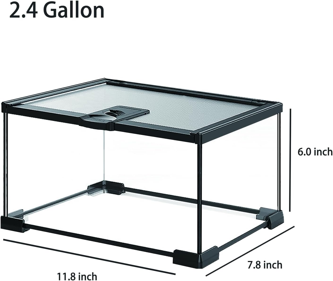 Reptile Terrarium Tank, Glass Reptile Vivarium, Sliding Mesh Cover, for Lizards, Horned Frogs, Snakes, Spiders