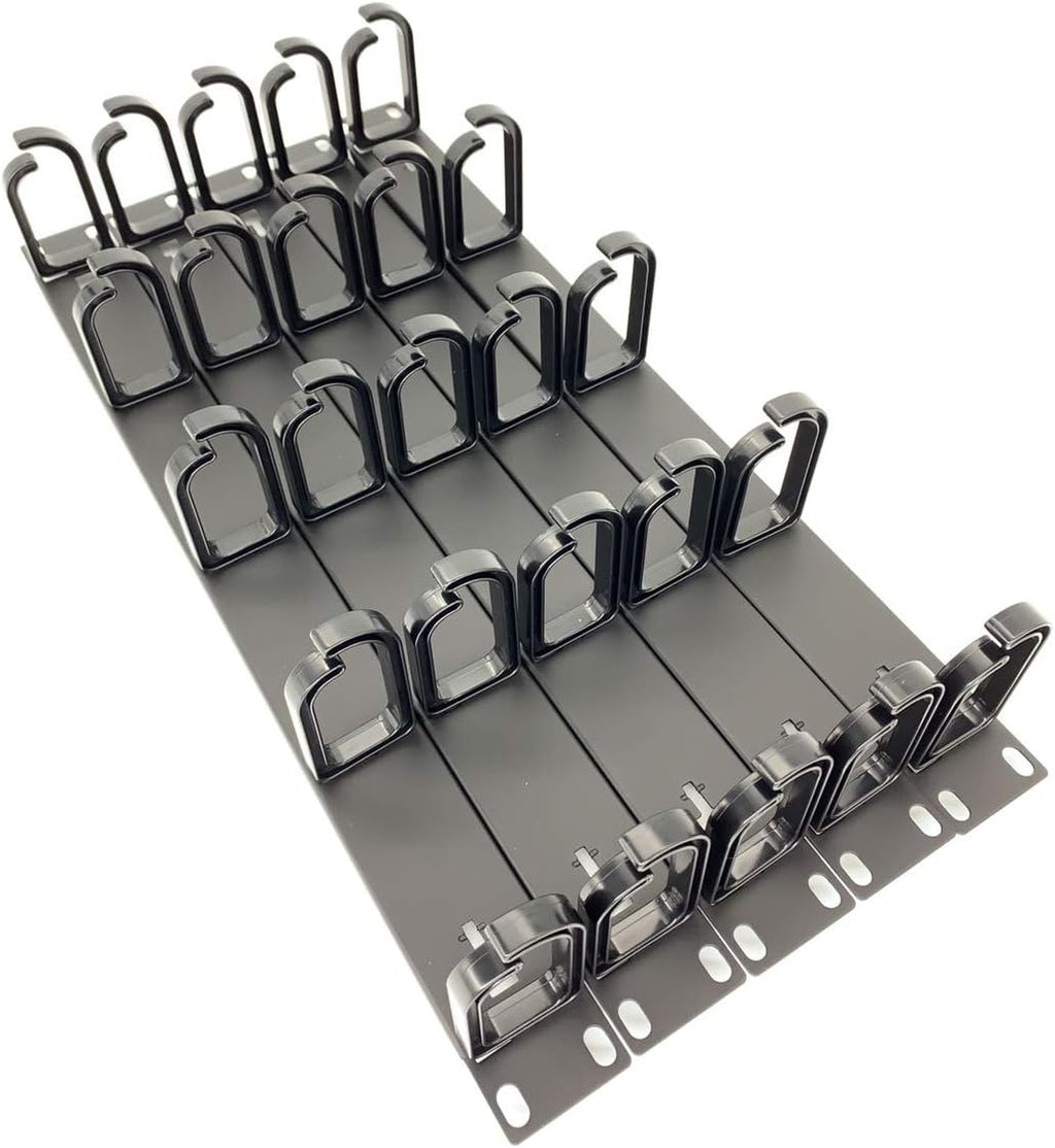 Metal Master - 5 Pack 1U 19” Server Rack Cable Management Panel w/D-Ring Hooks - 1U Horizontal or Vertical Wire and Cord Manager Made in Taiwan