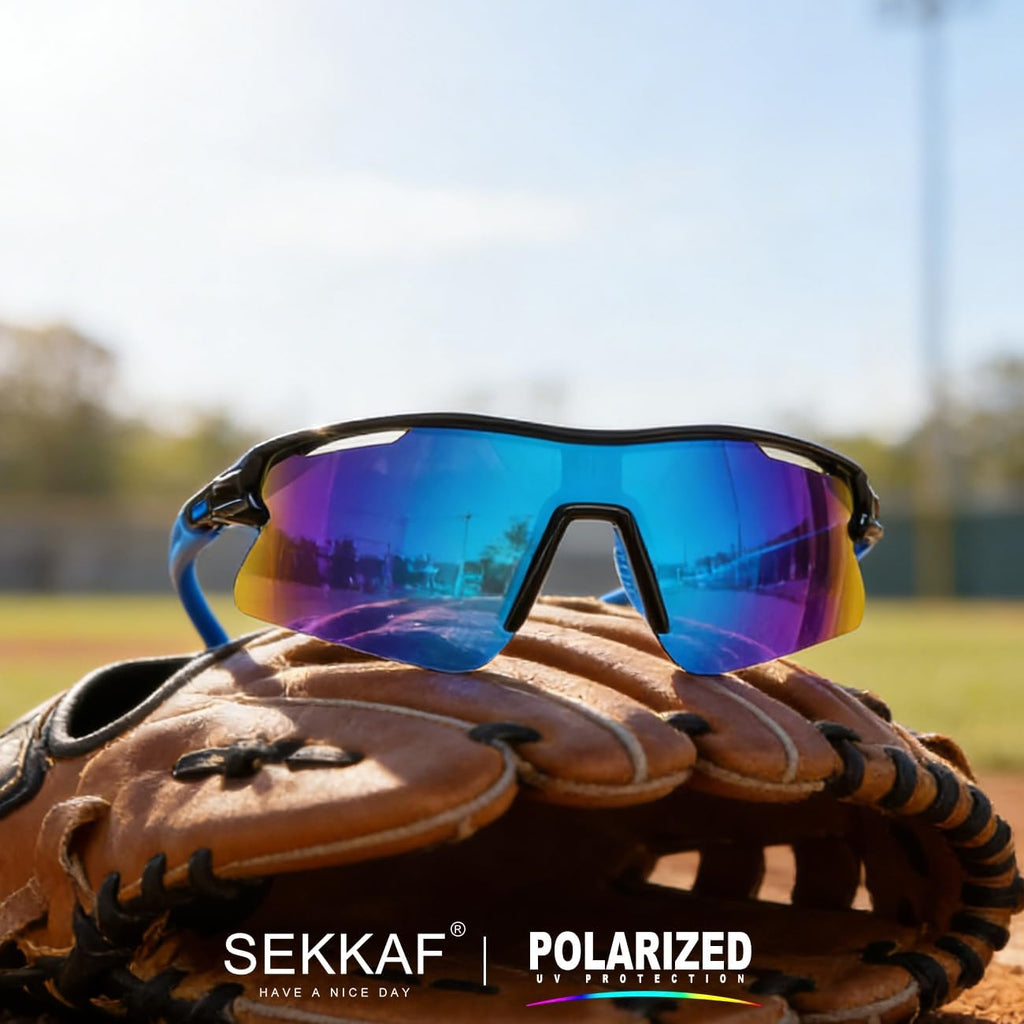 Polarized Sports Sunglasses for Men Women and Youth, UV400 Protection Ideal for Cycling Baseball Fishing Golf Running