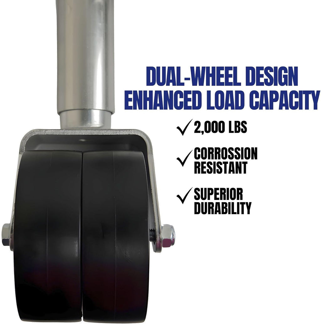 2000lbs Trailer Jack with Double Wheel, Adjustable 12" Lift Travel, Boat On for Boat RV Utility, Swivel Tongue Towing