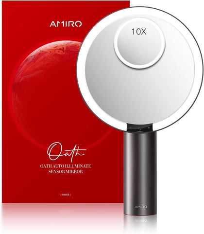 9"LED Makeup Mirror with 10X Magnification,3Colors&6 Brightness,Black | Smart Sensor, Touch-Control, Rechargeable