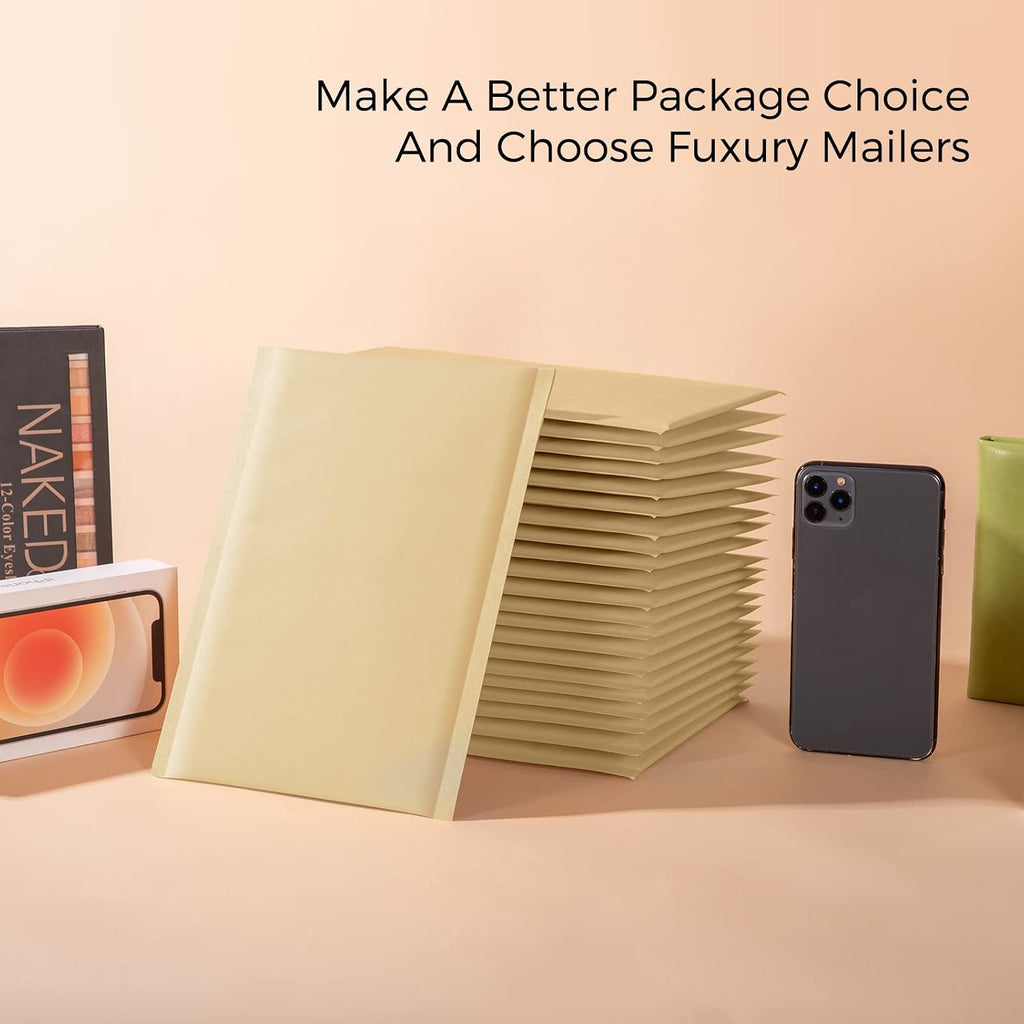 Kraft Bubble Mailers 6x10" Padded Envelopes 50 Pack Usable Size 6x9"