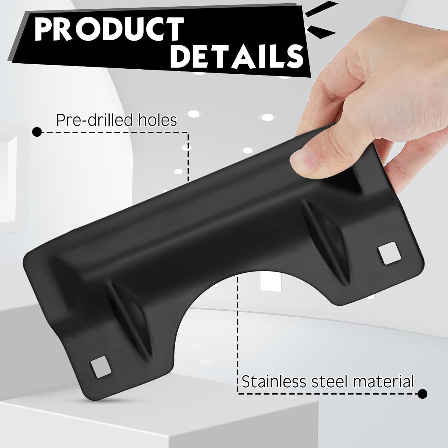 2 Pcs Door Latch Guard Stainless, Reinforcement Ribs Style, Black | 3" x 7'' Door Latch Cover, Door Security Plate