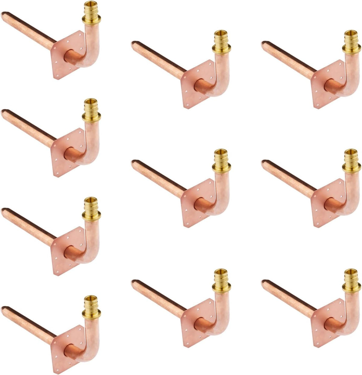 10 PCS EFIELD Copper Stub Out Elbow with Wall Flange, 1/2"Pex-A x 8"L
