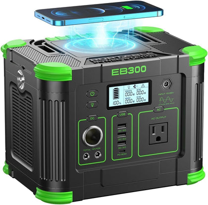 Portable Power Station 330W Solar Generator 288.6Wh, 60W USB-C PD Fast Charging, Pure Sine Wave AC Outlet, 5W