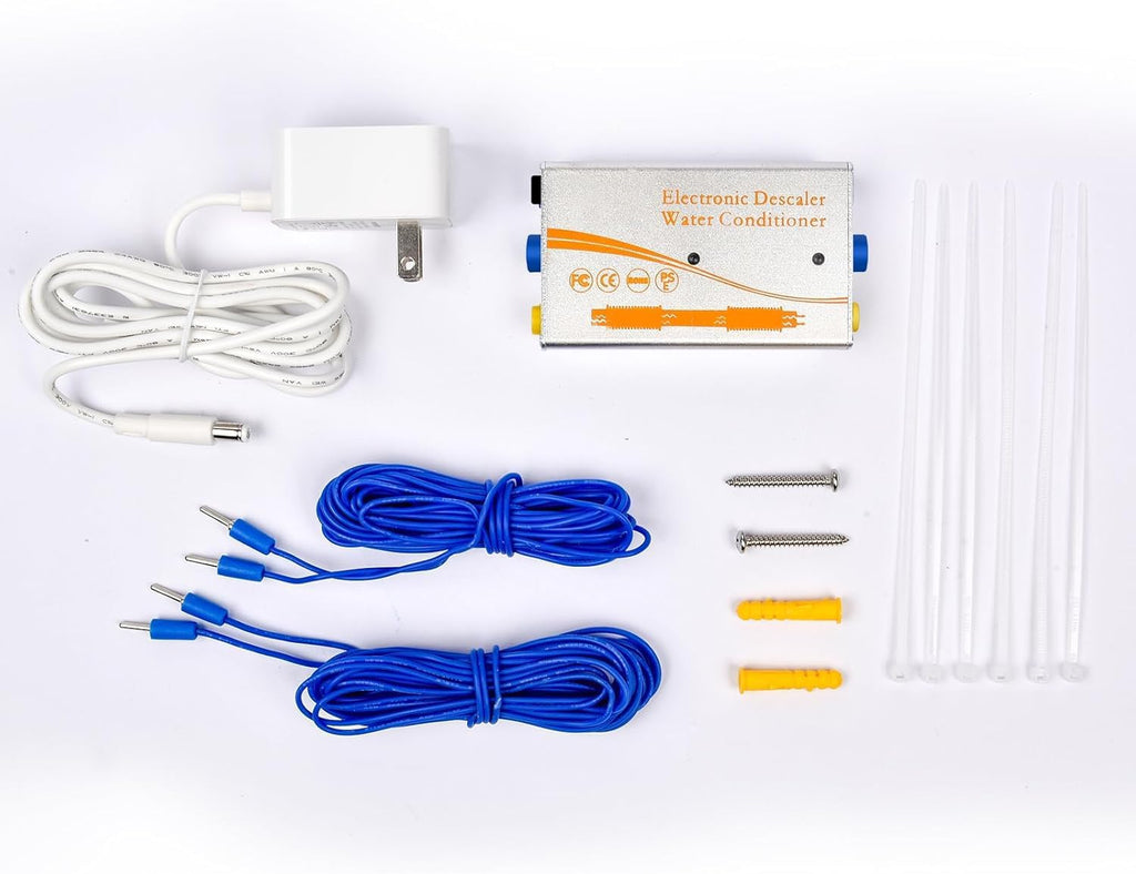Electronic Water Descaler System, Whole House Water Softener Alternative, No Salt, Limescale Prevention (Sliver)