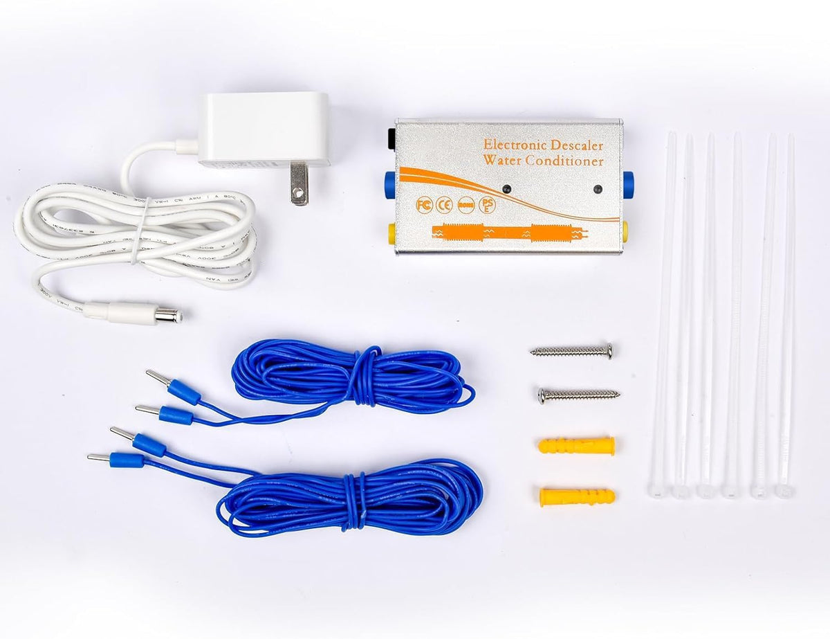 Electronic Water Descaler System, Whole House Water Softener Alternative, No Salt, Limescale Prevention (Sliver)