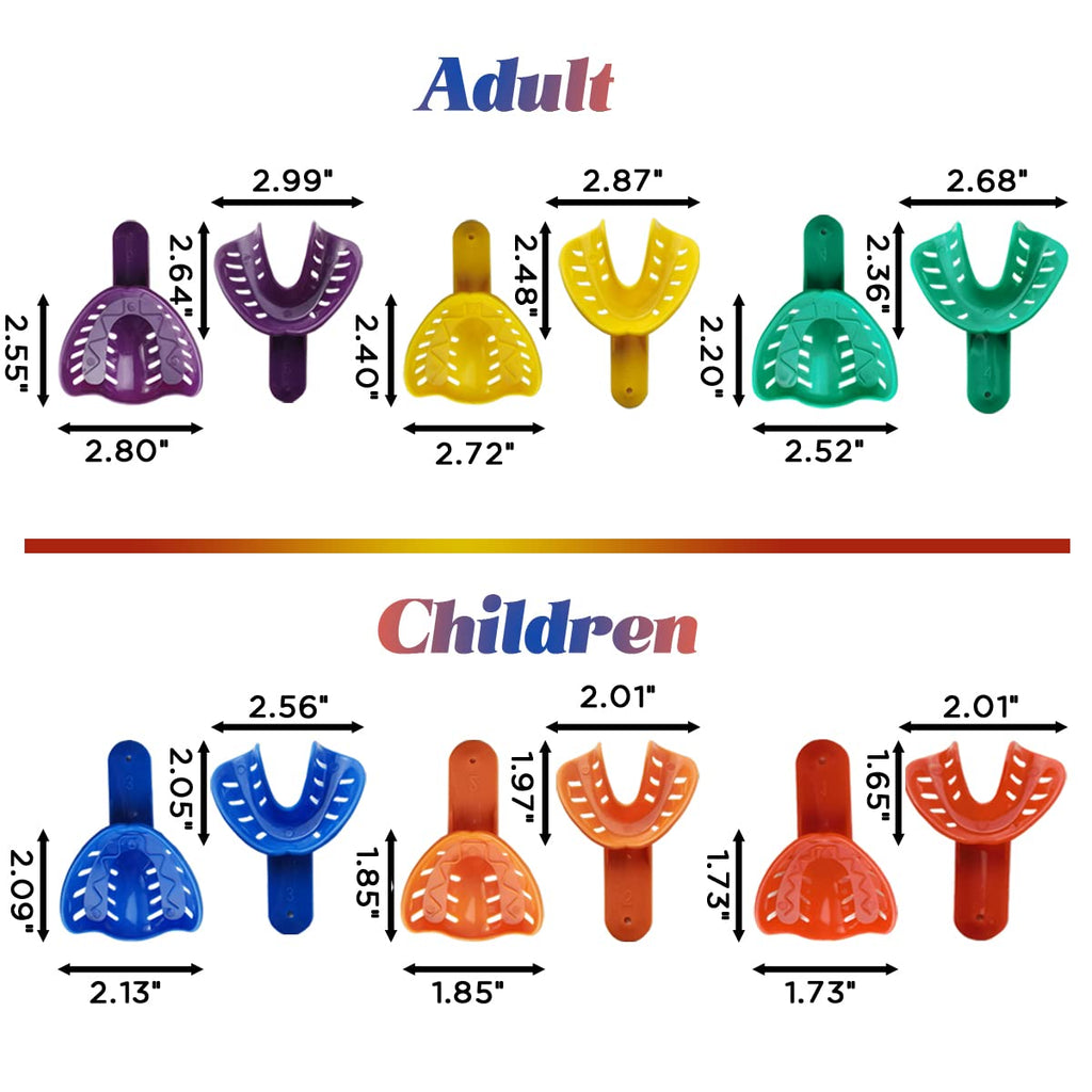 12PCS 6 Sizes Dental Impression Tray for Adult/Children, Plastic Materials Teeth Holder Dental Central Supply for