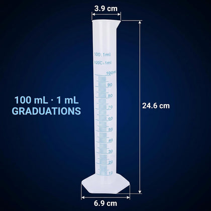 1PC 100ml Plastic Graduated Cylinder - Transparent Measuring Cylinder Set for Science Lab Experiments, Chemistry and