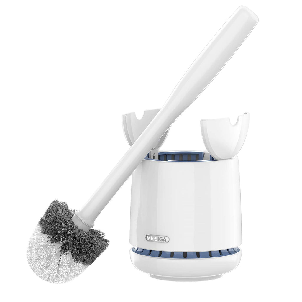Toilet Bowl Brush and Holder, Sturdy Long Handle, White, 1 Pack