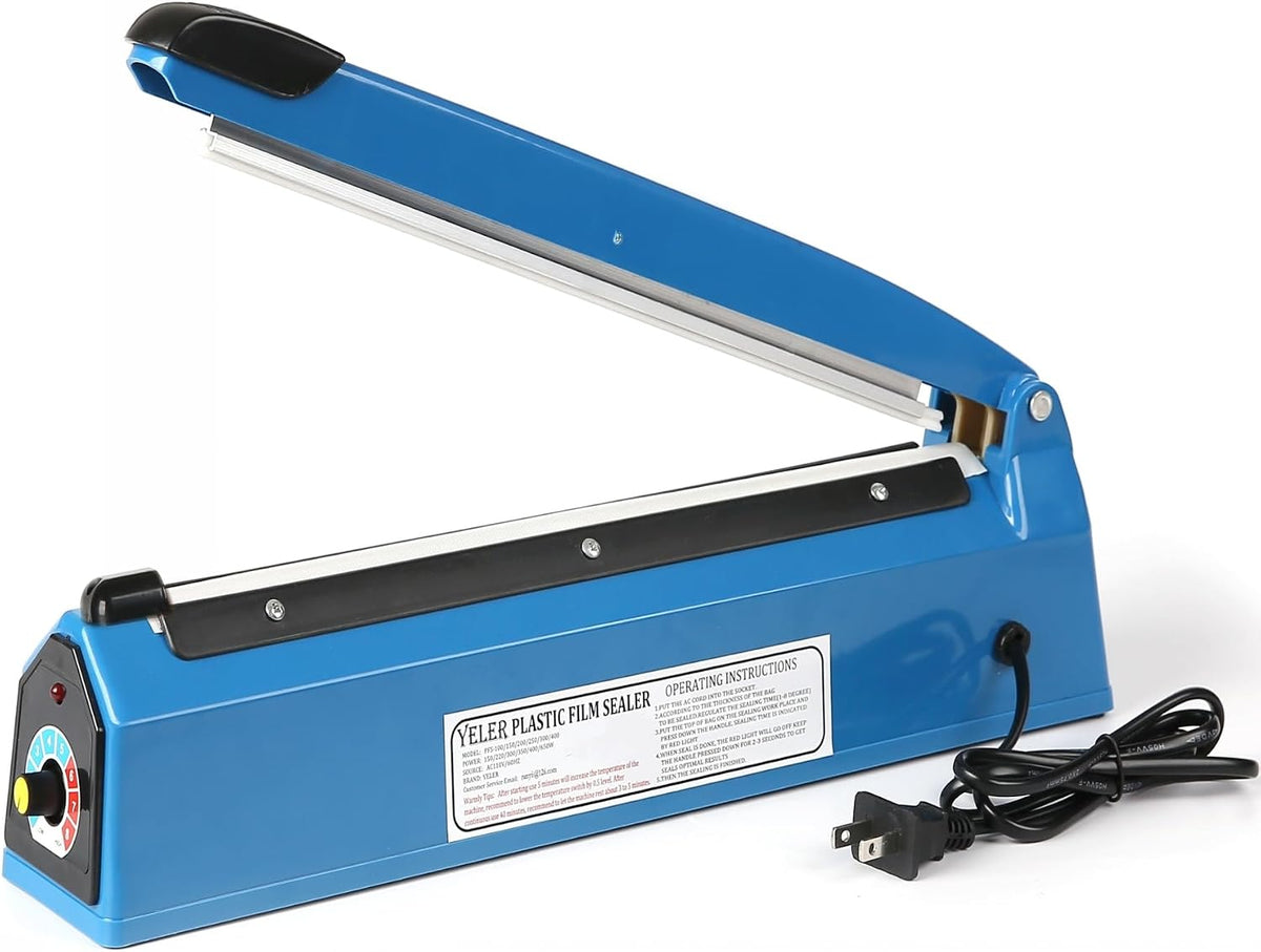 12 Inch Impulse Heat Sealer Impulse Bag Sealer, Manual Poly Bag Heat Sealer Machine for Plastic Bags PE PP Bags with