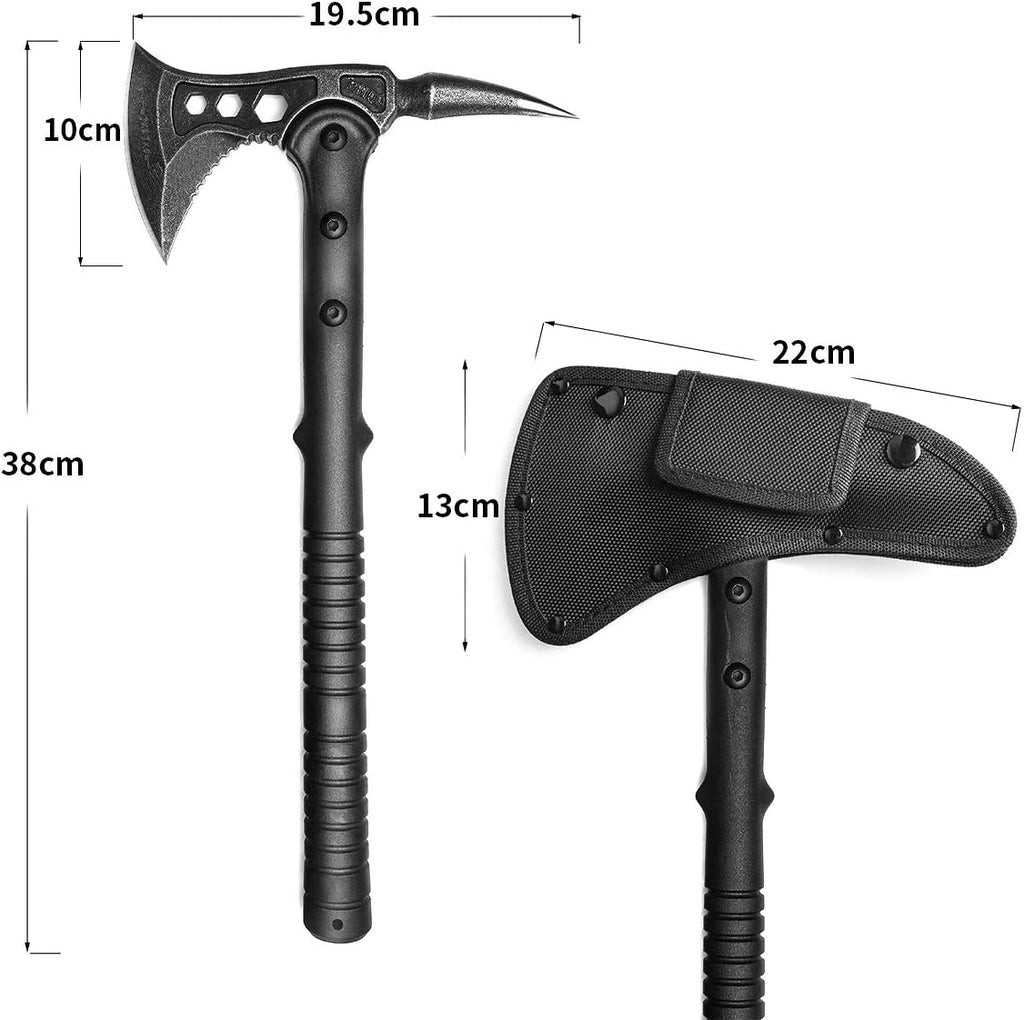 Camping Axe, Tomahawk with Spike, Survival Hatchet with Sheath, Nylon Fiber Handle for Outdoor Survival Hiking