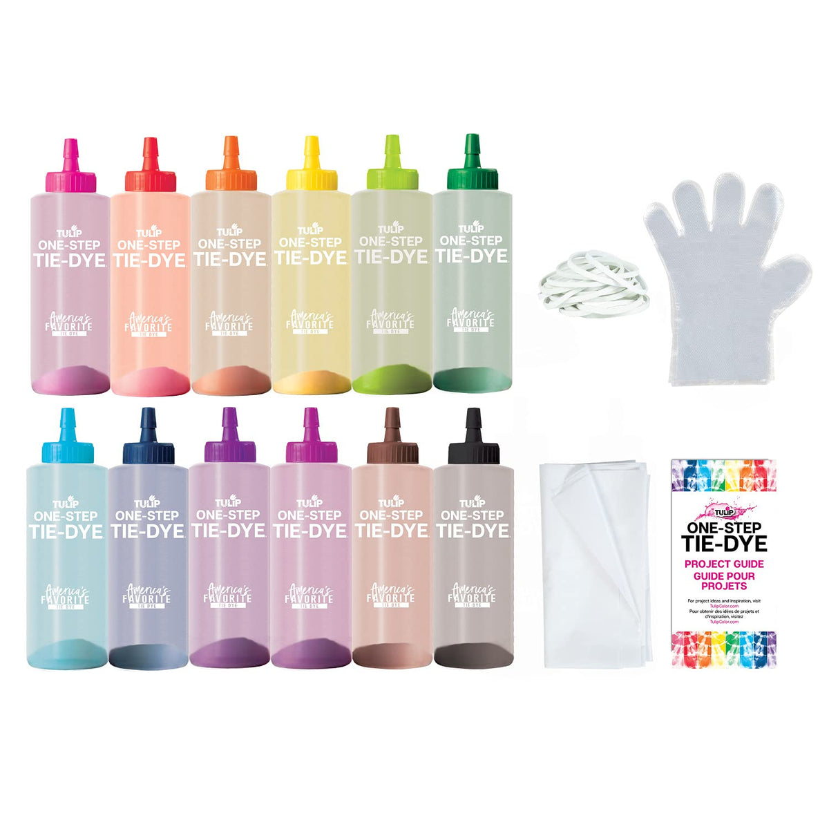 One-Step Tie-Dye Kit 12 Rainbow, Big 4oz Bottles Color Craze