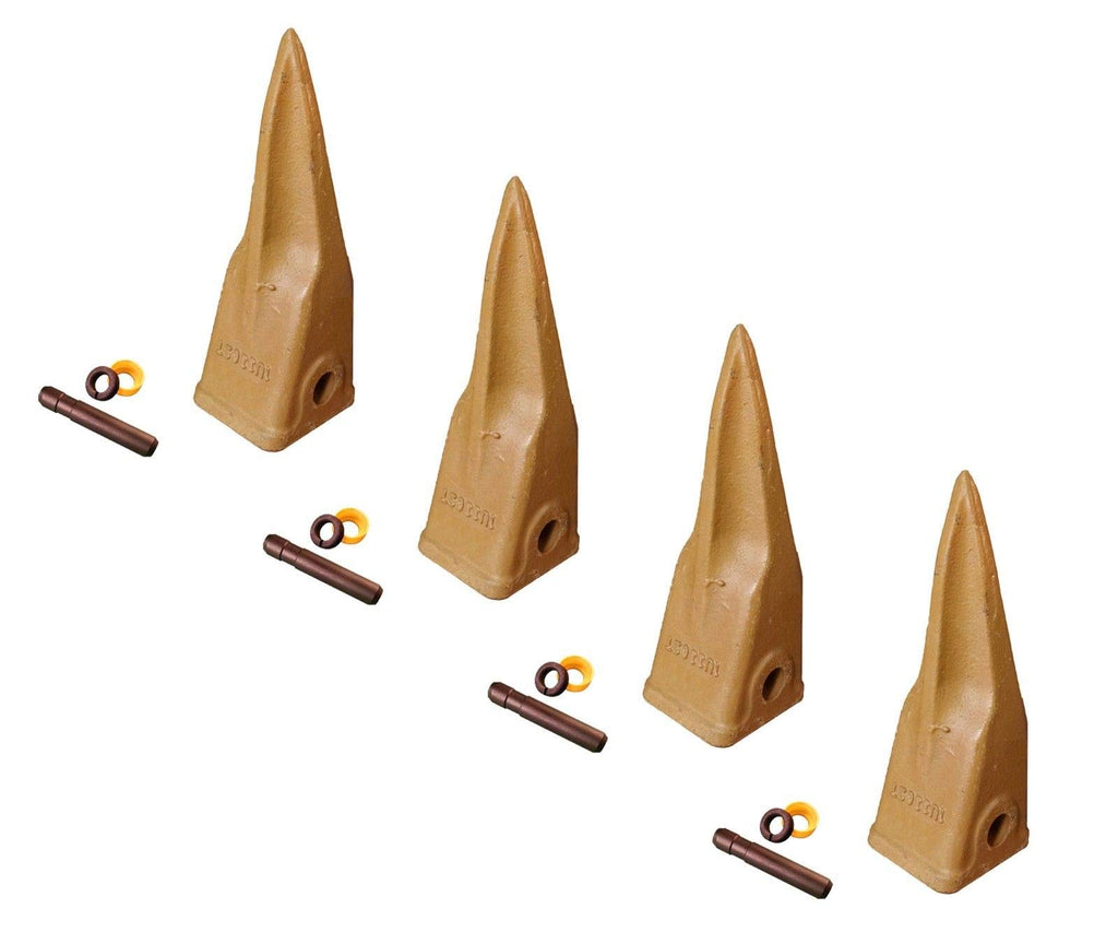 4 - Cat J300 Style Tiger Bucket Rock Teeth w Pins- 1U-3302TL, 168-1300, 9W-8309