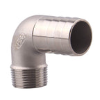 DERNORD 1 1/4" Hose Barb x 1" Male NPT Stainless Steel 90 Degree Elbow- Home Brew Pipe Fitting