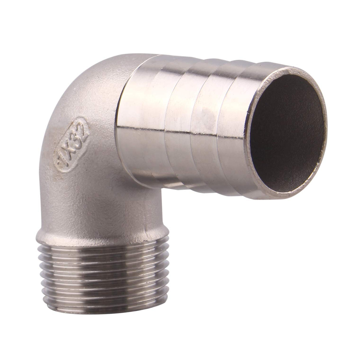 DERNORD 1 1/4" Hose Barb x 1" Male NPT Stainless Steel 90 Degree Elbow- Home Brew Pipe Fitting
