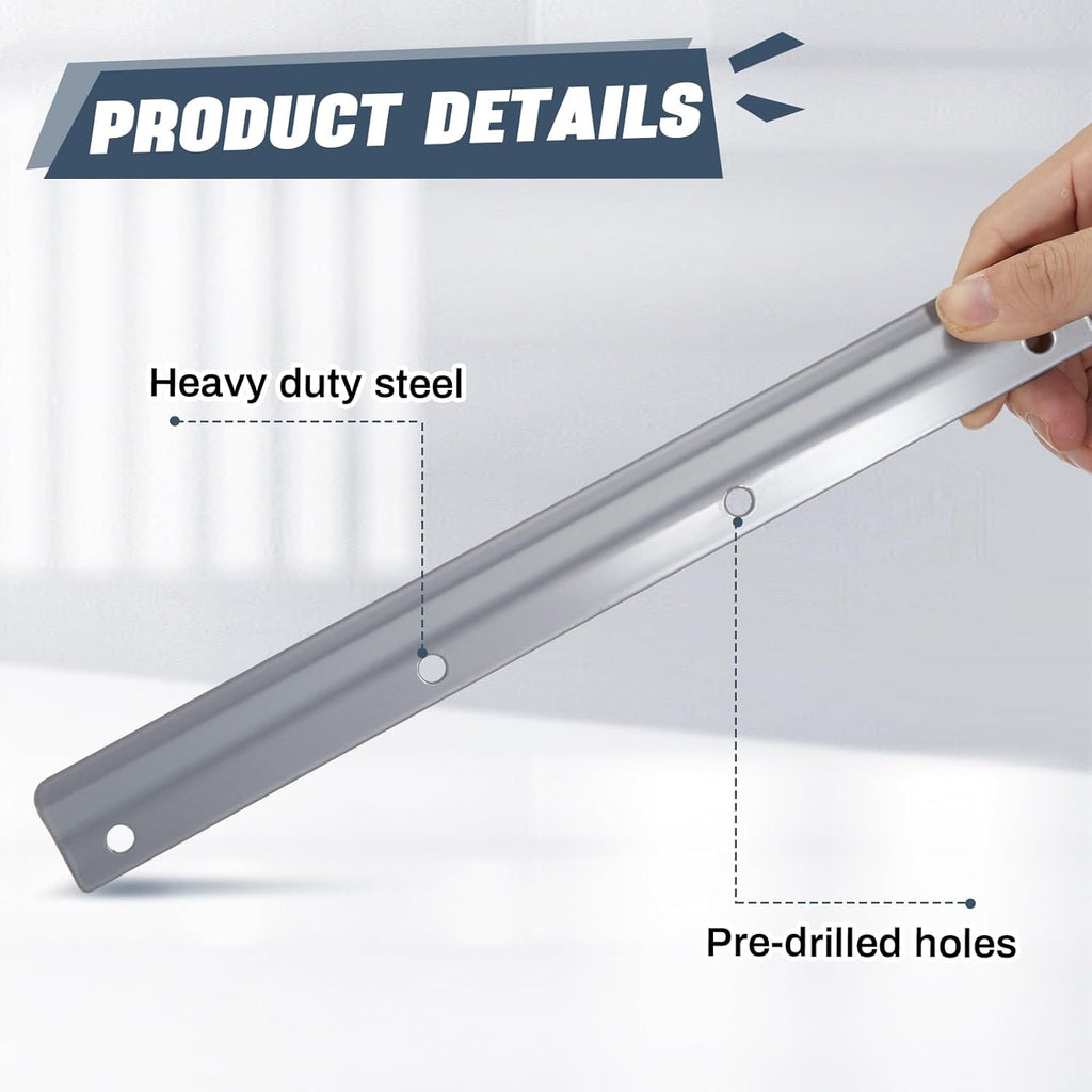 2 Pack 12 Inch Steel Door Latch Guard Plate Constructed Latch Shield Gray Painted Swing in Doors Plate Cover