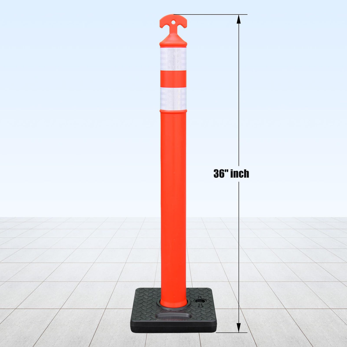 36-inch Traffic Delineator Posts with Water-Fillable Base, 6-Pack