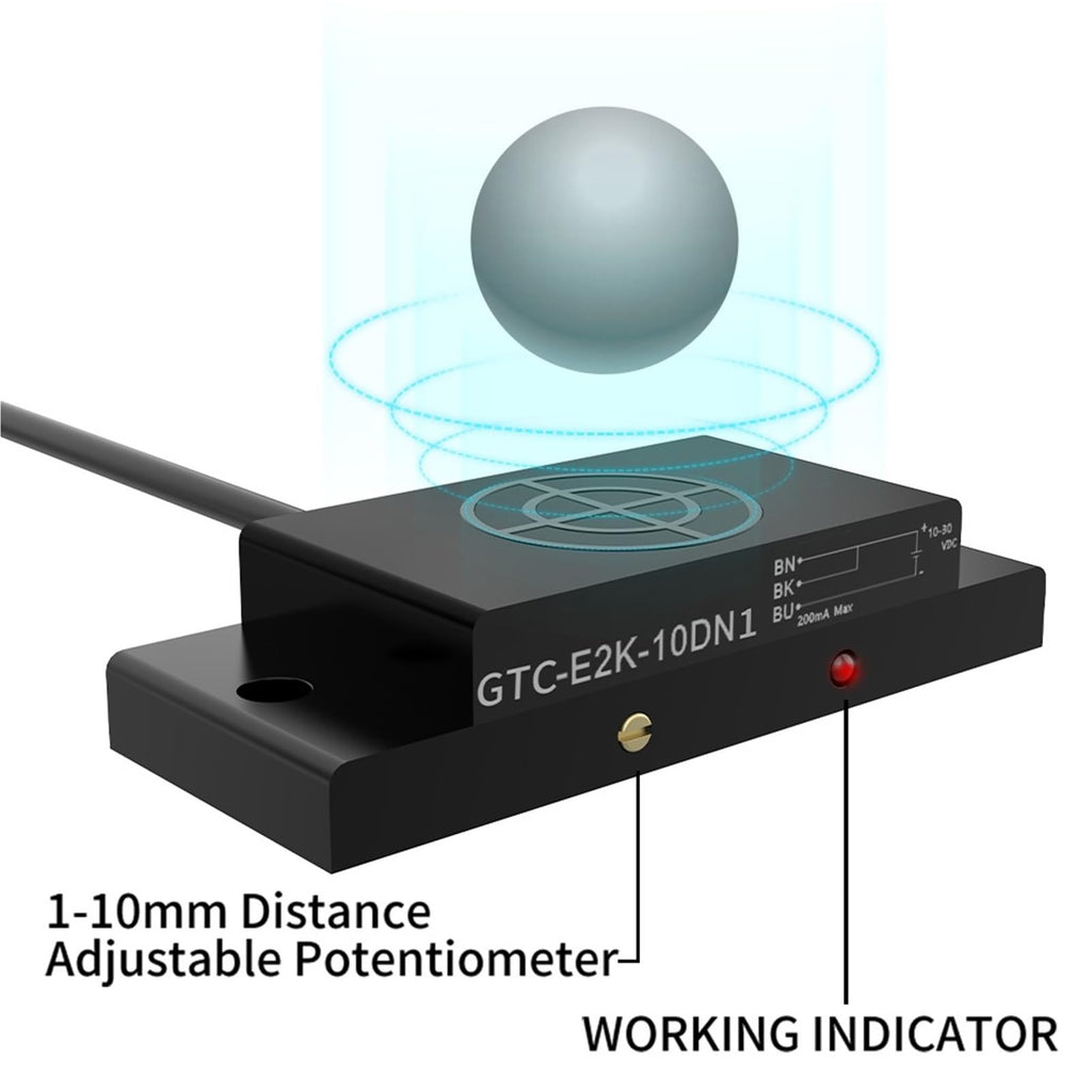 YZHATDH E2K Series Proximity Sensor Matrix Capacitive Switch 10-30V DC 3-Wire NPN PNP Sensing Distance 10mm Adjustable
