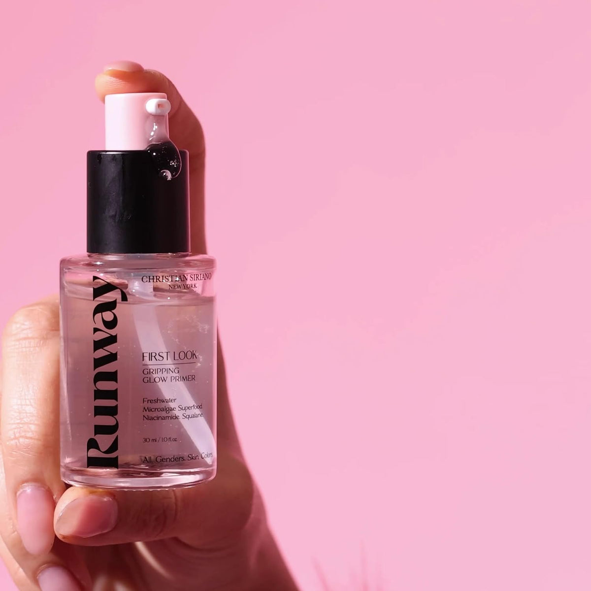 FIRST LOOK Gripping Glow Makeup Primer - Skin Care Face Serum with Freshwater Microalgae, Niacinamide, Squalane