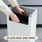 Tall Bathroom Trash Can with Lid, Skinny Commercial Trash Bin with Handle, Space Saving 8 Gallon Plastic Garbage Can