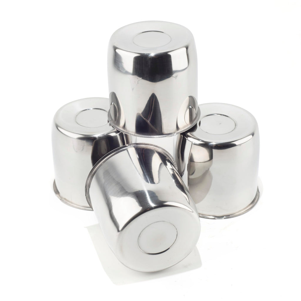 4Pcs 4.25" Stainless Trailer Wheel Center Caps, 4.11" H Chrome