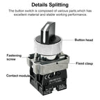 2-Pack Black 3-Position Metal Head Selector Switches, 2NO