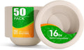 Compostable Paper Bowls 16 oz - 50 Count, Heavy Duty Disposable