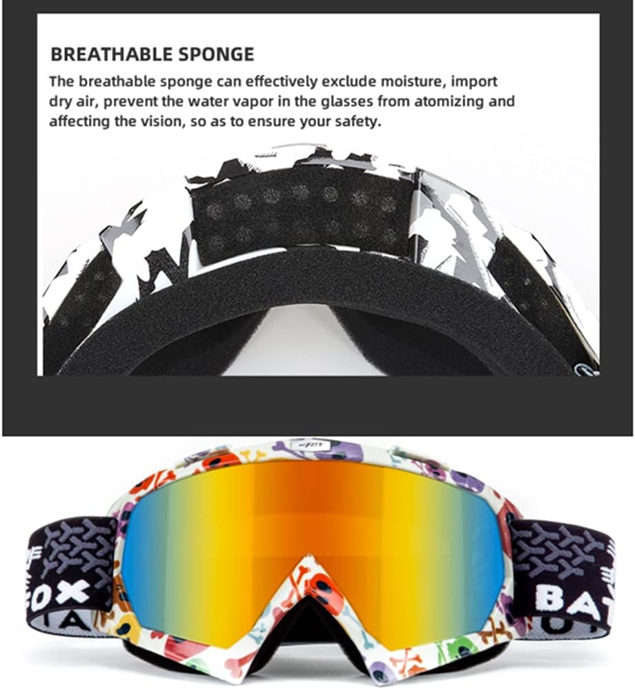 OTG Ski Snow Goggles, UV Protection Anti Fog Snowboard Goggles for Men Women Youth